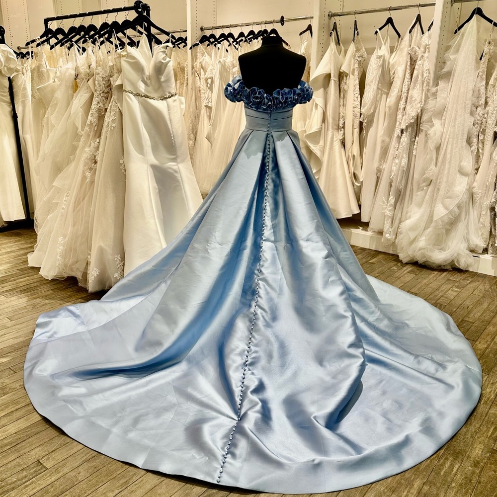 Moonlight Bridal Light Blue Off-Shoulder Wedding Dress - Picture 8 of 8